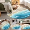 thumbnail image 5 of Round Rug 3.3Ft Washable Non-Slip, Blue Ombre Beach Circle Area Rugs for Living Room Bedroom, Ocean Coastal Gradient Waves Summer Indoor Floor Mats Carpet Runner for Home Decor Aesthetic, 5 of 8
