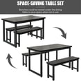 thumbnail image 6 of PORKISS 47.2" Dining Table Set for 4, Kitchen Table with 2 Benches, Wood Dining Room Dinette Sets with Metal Frame for Breakfast Nook and Small Space - Black, 6 of 11