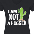thumbnail image 4 of Inktastic I am Not a Hugger with Cactus Women's V-Neck T-Shirt, 4 of 5