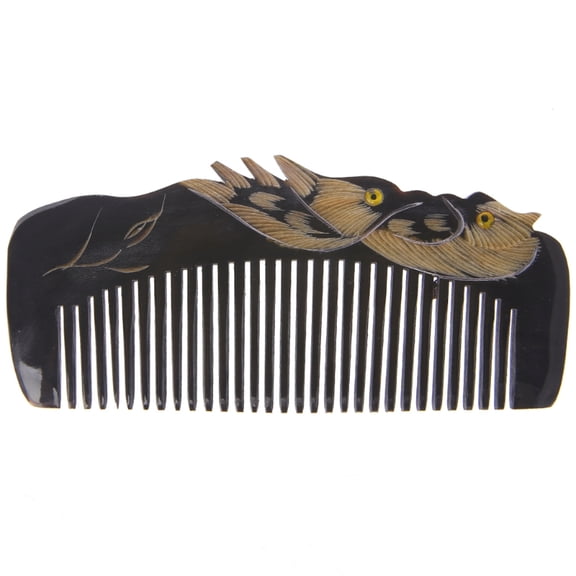 ZUARFY New Luxury Natural Horn Hair Comb Handcraft With Mandarin Duck Carvings Handle