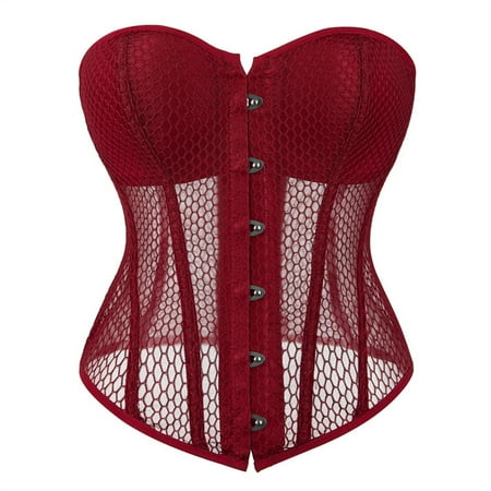 GXIPO Red Women Plus Size Overbust Corset Ladies Bustiers Body Shaper Tops Satin Boned Underbust Basque Bridal
