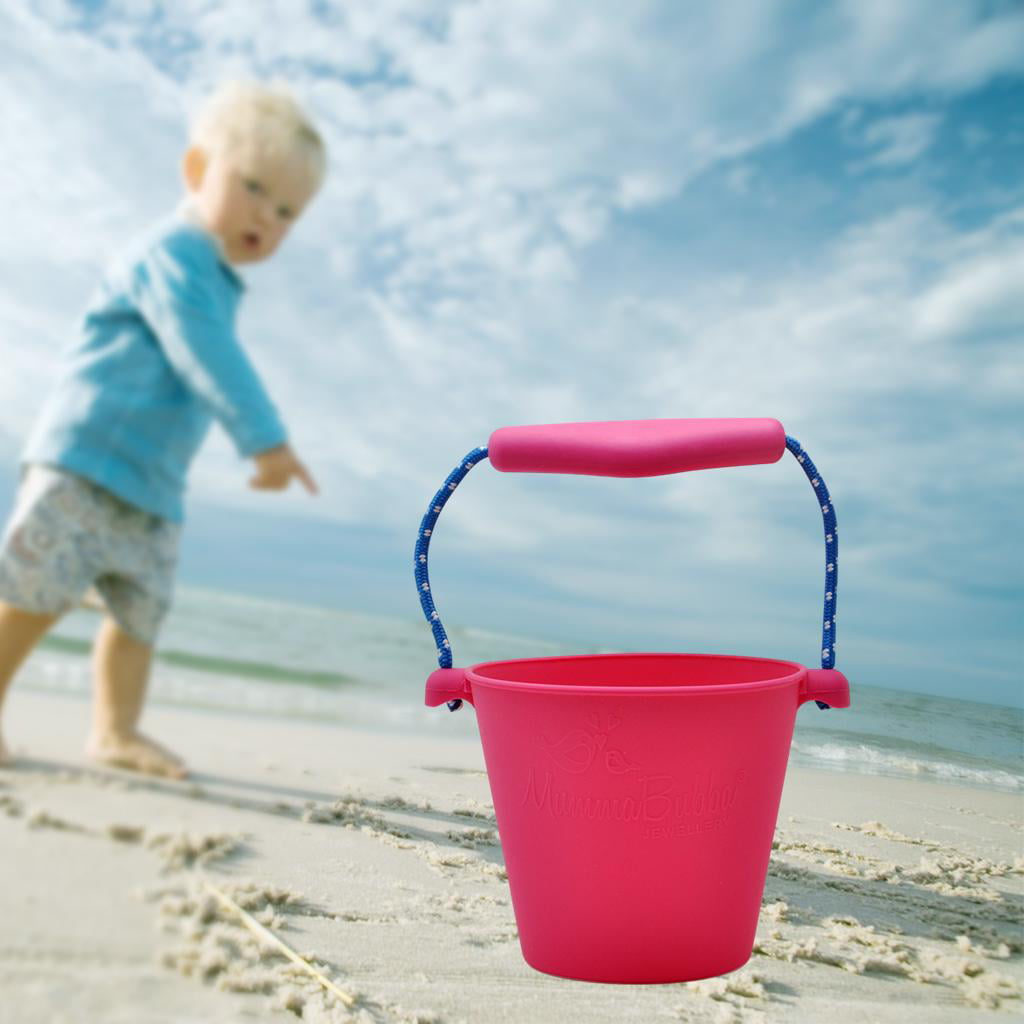 1.5L Beach Bucket Silicone Folding Hand-held Barrel Toy Sand Kids Shower BathSE 
