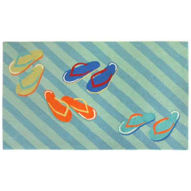 Liora Manne Frontporch Flip Flops Indoor/Outdoor Rug Blue 42"X66