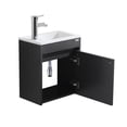 thumbnail image 4 of Walsport 16" Bathroom Vanity Sink Combo for Small Space Wall Mounted Cabinet Set Design White Resin Basin Sink Top Chrome Faucet,Black, 4 of 10