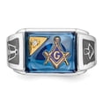 thumbnail image 5 of 14K White Gold Ring Band Men's Diamond Round AA Masonic, Size 9, 5 of 5