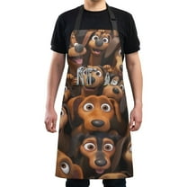 Cartoon Dachshund Chef Kitchen Apron with Pockets for Women Waterproof Aprons for Cooking Baking