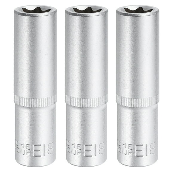 3pcs E-Torx Socket 1/2" Drive E18 External Torx Deep Socket CR-V Star Socket