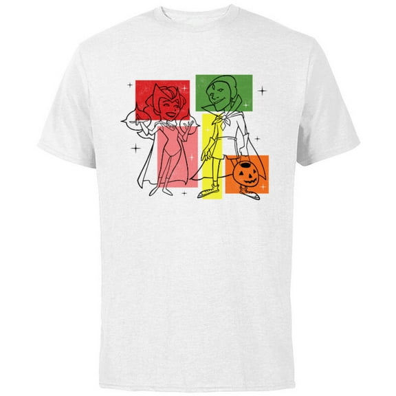 Marvel WandaVision Wanda & Vision 50s Standard - Short Sleeve Cotton T-Shirt for Adults - Customized-White