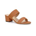 thumbnail image 1 of Women's Dual Straps Mid Chunky Heel Slide Sandals Orange 5.5, 1 of 7
