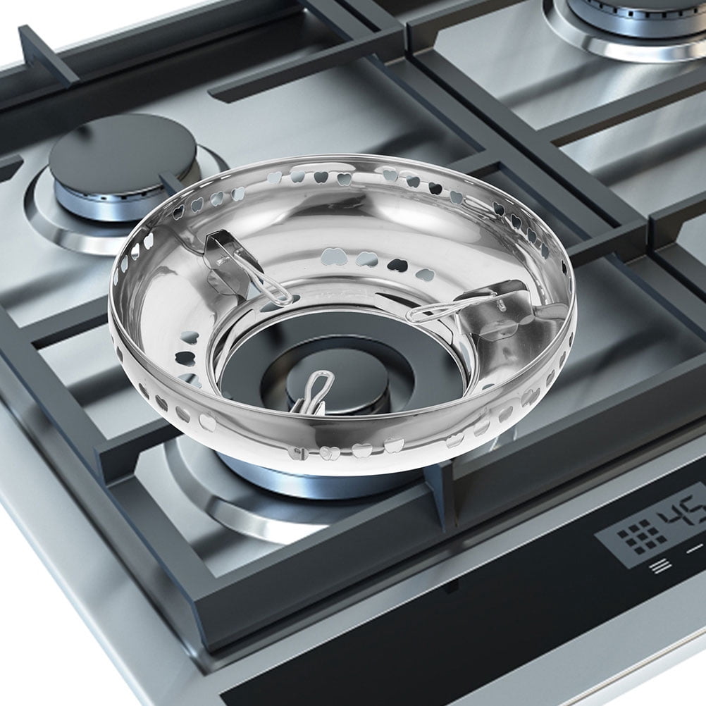 PAMINGONO 2Pcs High Temperature Resistant Wok Stand for Gas Stove Silver Stainless Steel