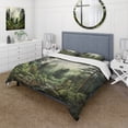 thumbnail image 1 of Designart "Pine Forest Tree" Landscapes Bedding Covert Set - Tree Pine Green Floral Bed Set With 2 Shams, 1 of 6