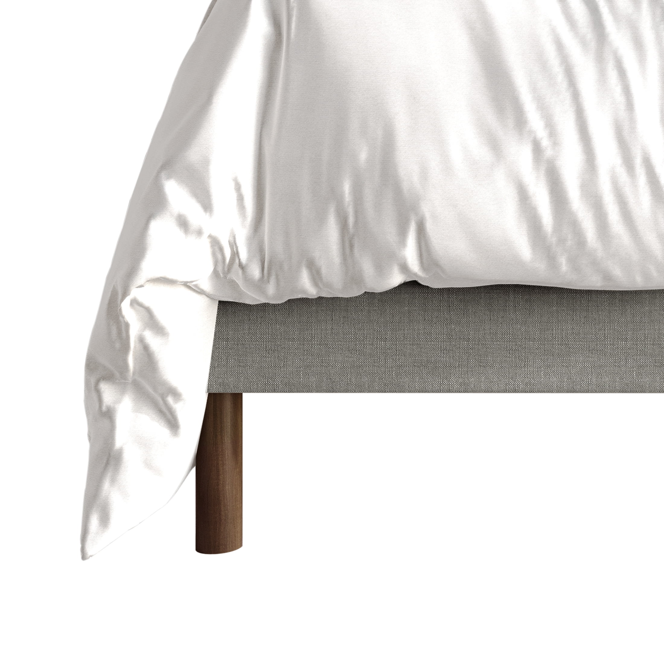 Castle Place Elegant Square Tufted Linen Upholstered Queen Platform Bed, Light Grey