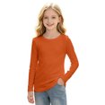 thumbnail image 2 of Girls Slim Fit Tee Long Sleeve Ribbed Solid Crew Neck Basic Fall Shirt Tops, 2 of 6