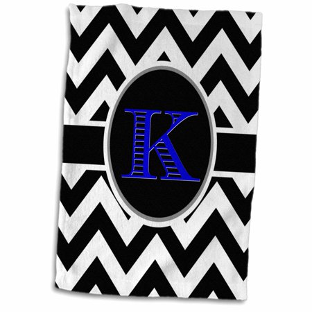 3dRose Black and white chevron monogram blue initial K - Towel  15 by 22-inch