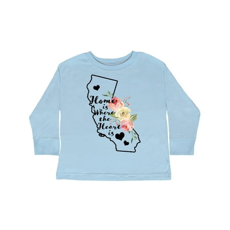 

Inktastic California Home is Where the Heart is with Watercolor Floral Gift Toddler Boy or Toddler Girl Long Sleeve T-Shirt
