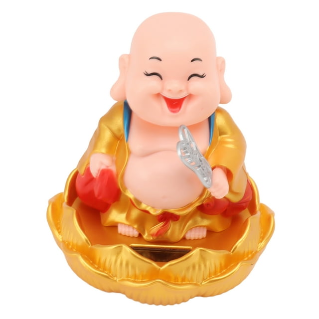 Statue de Maitreya Solaire, Décoration de Voiture de Moine Solaire Vif Inclinant la Forme Unique pour les Vêtements Rouges de Restaurant, Vêtements d'Or