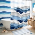 thumbnail image 5 of No Hook Shower Curtain, Blue White Ombre Shower Curtains for Bathroom with See Through Top Window, Modern Geometric Moire Abstract Art Waterproof & Washable Bath Curtain Stall 48"x72", 5 of 9