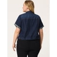 thumbnail image 4 of Chaqueta de mezclilla azul Oscuro Agnes Orinda con botones 4XL, 4 of 5