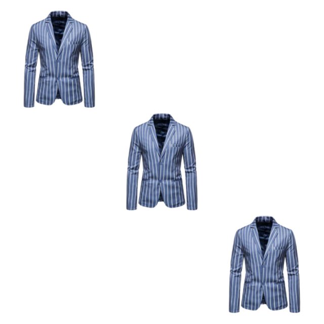 ZheElen Professional Look Suit Jackets For Polished And Fashionable Appearance blue M 3Set