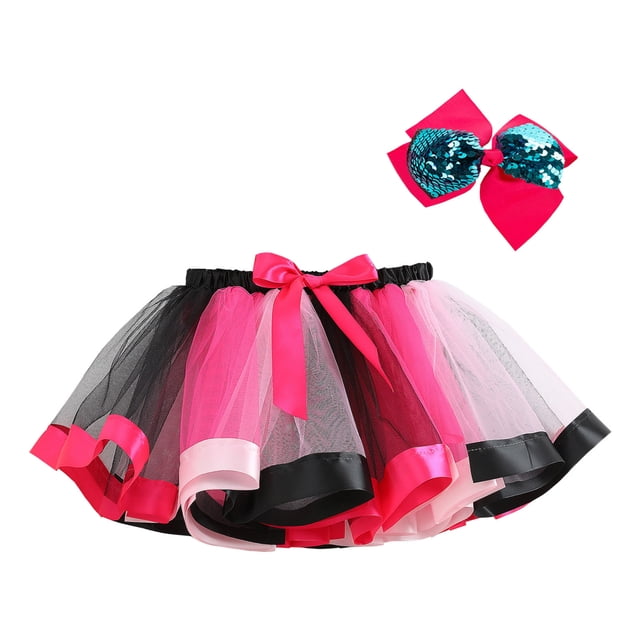 MIASHUI Jupes Tutu de Ballet pour Filles Robe de Princesse d'Anniversaire pour Enfants Ensemble Jupe Épingle à Cheveux, Rose, 2-4 Ans
