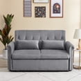 thumbnail image 2 of 55" Pull Out Sleeper Sofa Bed,3 in 1 Convertible Sleeper Loveseat Couch Modern 2 Seater Velvet Sofa Bed with Adjustable Backrest and Lumbar Pillows for Apartment Office Living Room,Gray, 2 of 7