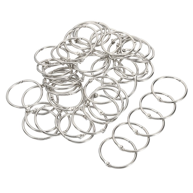 Unique Bargains 1.38' Dia. Detachable Binder Rings Index Snap Metal Clips, Silver Tone 50 Pack