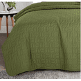 thumbnail image 2 of Evjk 3-Piece Reversible Quilted Bedspread Set – Soft Microfiber, Green and Brown,King, 2 of 3