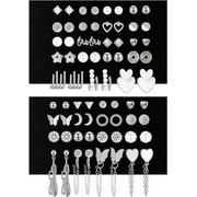 XBage 68 Pairs Gold Stud Earrings For Women Multipack, Hypoallergenic Assorted Earring Set Multiple Piercings, Cubic Zirconia Pearl Butterfly Stud Hoop Earring Pack[357]