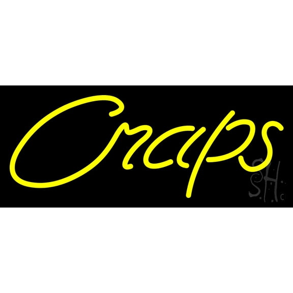 Cursive Letter Craps 3 LED Neon Sign 10 x 24 - inches, Black Square Cut Acrylic Backing, with Dimmer - Bright and Premium built indoor LED Neon Sign for wall dcor, arcarde, and storefront.