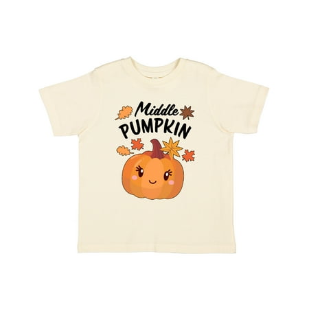 

Inktastic Middle Pumpkin with Fall Leaves Gift Toddler Boy or Toddler Girl T-Shirt