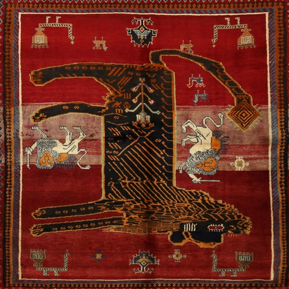 Ahgly Company Machine Washable Indoor Square Traditional Dark Sienna Brown Area Rugs, 3' Square