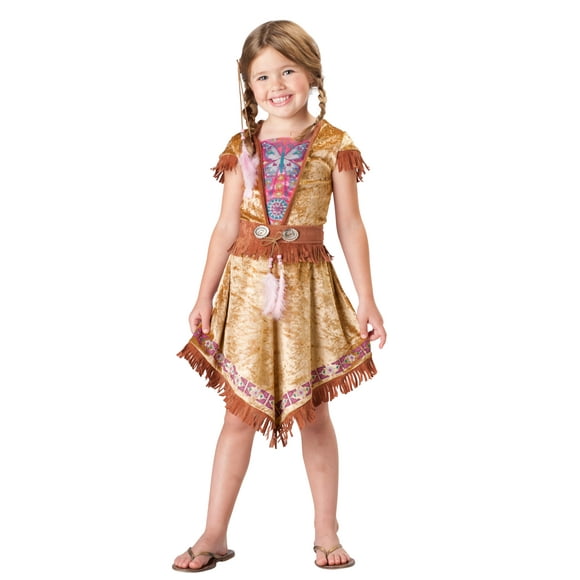 Disfraz de personaje, doncella india, de 7 a 16 años, bronceada