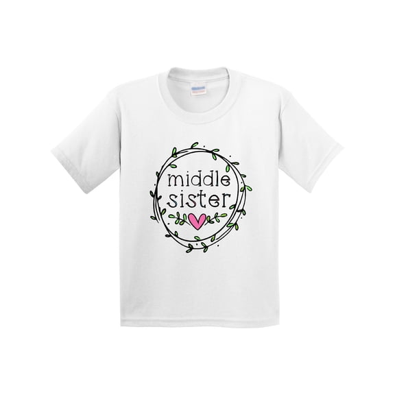 Inktastic Middle Sister Leaves, Circle, Heart Youth T-Shirt