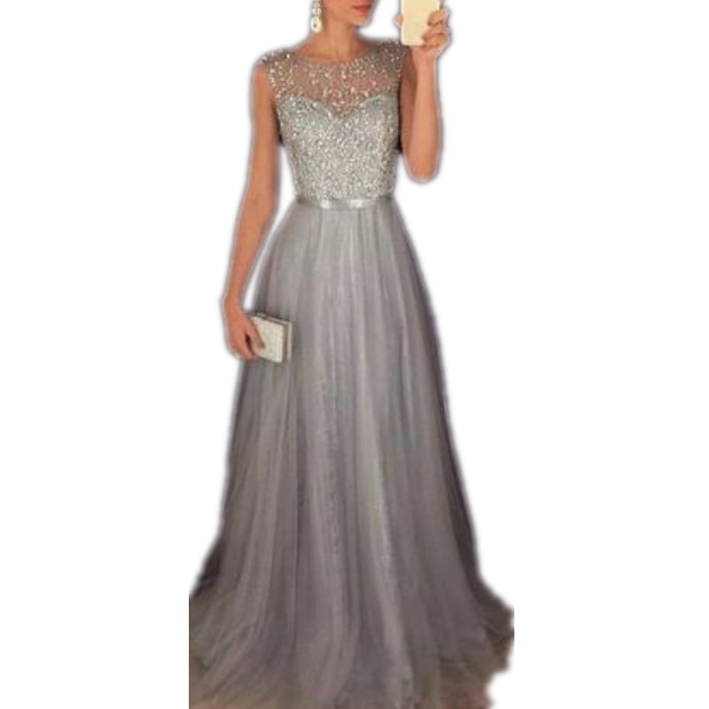Women Sequin Formal Wedding Evening Ball Gown Party Prom Bridesmaid Dresses