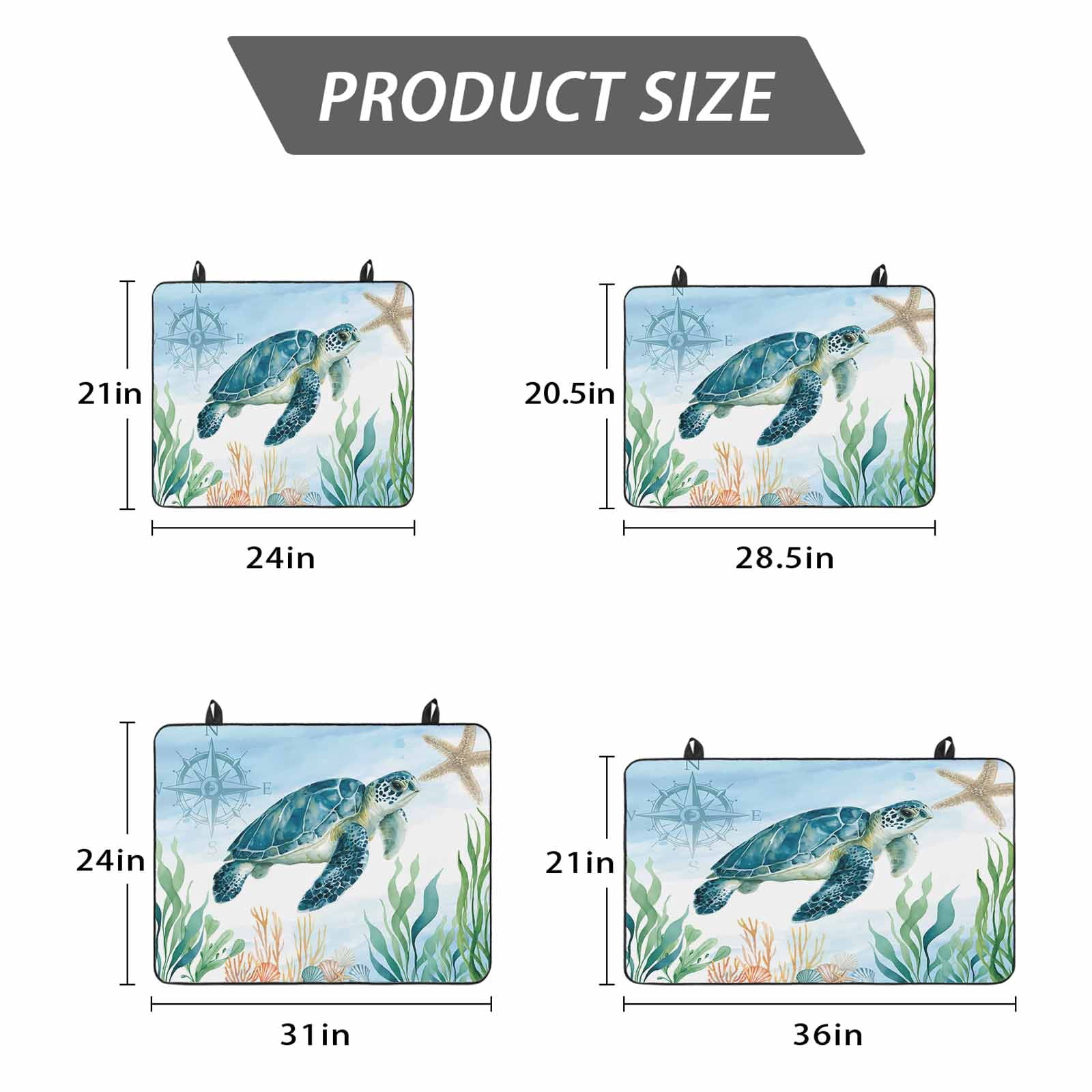 Sea Turtle Coastal Stove Top Cover for Electric Stove, Heat-proof & Non Slip Glass Top Stove Cover Protector, Summer Beach Nautical Starfish Compass Kitchen Flat Cooktop Rubber Mat 24x21 Inches