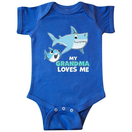 

Inktastic My Grandma Loves Me with Cute Sharks Gift Baby Boy or Baby Girl Bodysuit