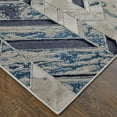 thumbnail image 3 of Feizy Indio Modern Herringbone, Ivory/Blue/Gray, 8' x 10' Area Rug Stain Fade Resistant Pet & Kid Friendly Casual Chevron Floor Rug for Living room Bedroom, 3 of 8