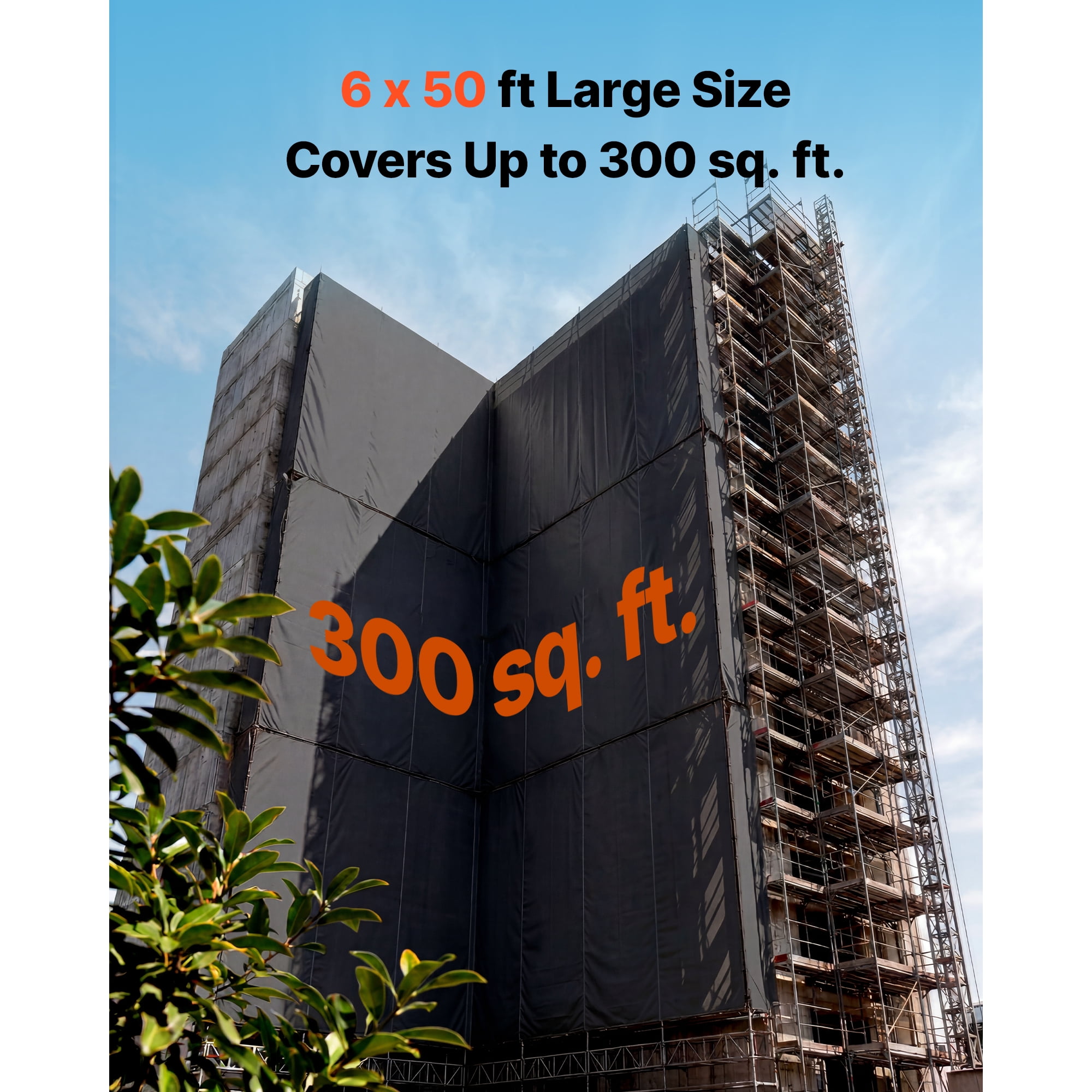 KFFKFF 10 Mil Plastic Sheeting 6' x 50' Durable Polyethylene Roll, Multi-Purpose Plastic Tarp for Crawl Space Barrier, Weed Prevention, Gardening, and Protective Cover, Black & White