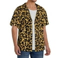 thumbnail image 4 of Xecao offers the Gold Glitter Leopard for Men's Casual Short-sleeved Shirt, a button-up collared shirt with a pocket, perfect for beach vacations and yacht travel in the Medium size., 4 of 7