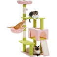 thumbnail image 1 of Flower Cat Tree [47.2"=120cm] Multi-Level Cat Tower with Sisal Covered Scratching Posts, Cute Cat Condo for Indoor Small Medium Cats, Pink Top Perch, Ramp, Fluffy Ball, Pink, 1 of 12