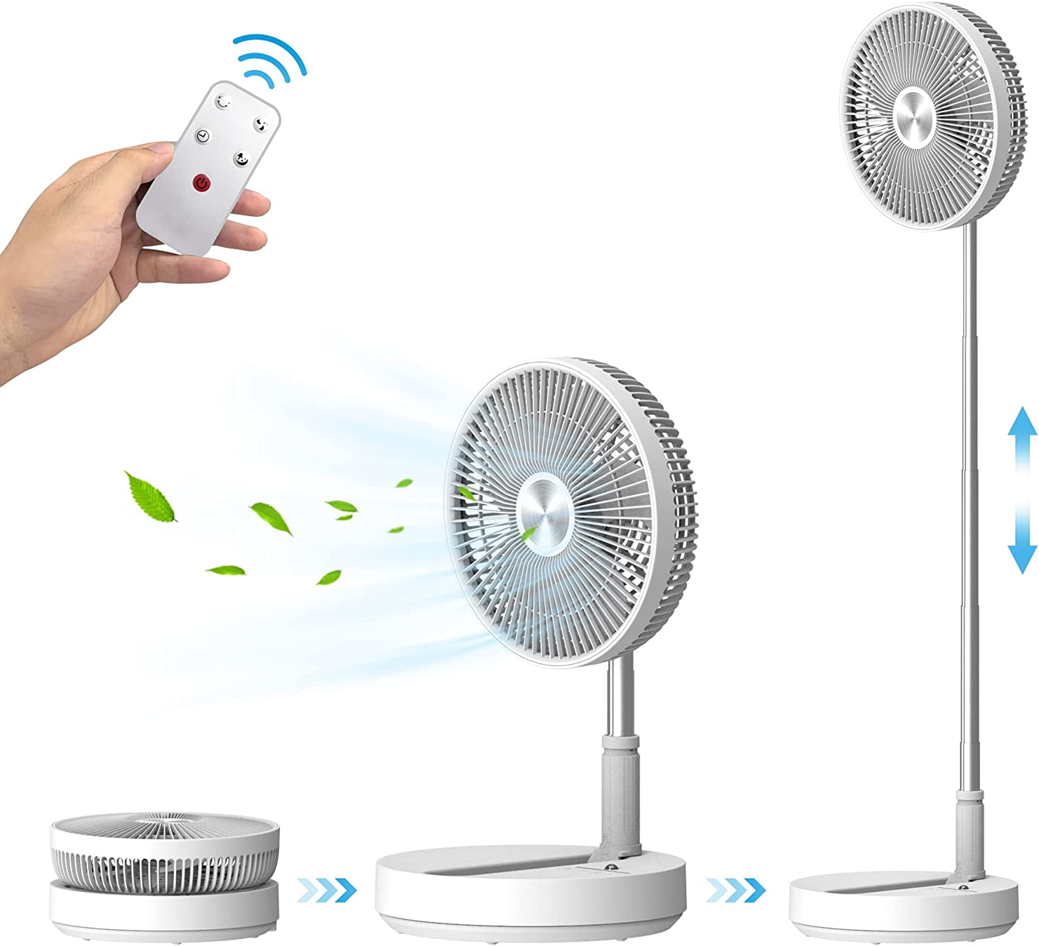 10" Foldable Portable Fan, 7200mAh Battery Operated Table Fan, Height