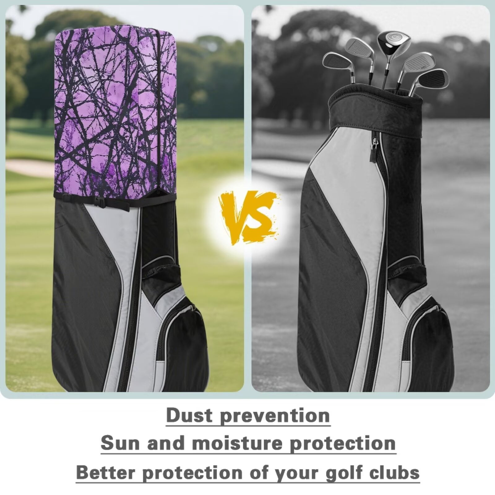 Chririnla Purple Forest Hunting Golf Bag Dust Cover Dust & Sun Protection Umbrella for Clubs with Snap Button Universal Fit for Most Club Bags, Stand Bags, Cart Bags & Tour Bags