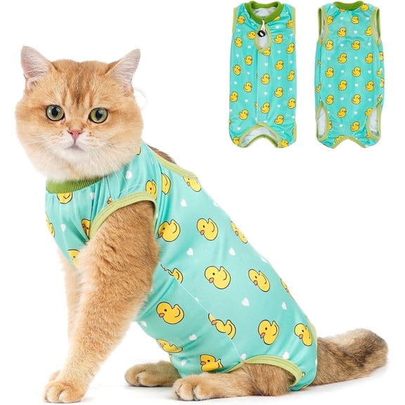 Avont 1 Pack Cat Recovery Suit - Kitten Onesie for Female Cats after Surgery Post-Surgery Skin Diseases Protection -Duck(M)