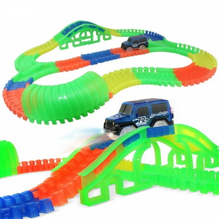 Baby Fluorescent Assembly Racing Track Car Accessories Puzzle Building Blocks Toys as Gifts Color:Fluorescent Arch