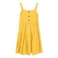 thumbnail image 3 of Girls Summer Dress Little Girl Easter Dress Toddler Girl Dress Button Down Tank Dresses Summer Outfit Birthday Party Clothes Yellow 2-3 Years, 3 of 6