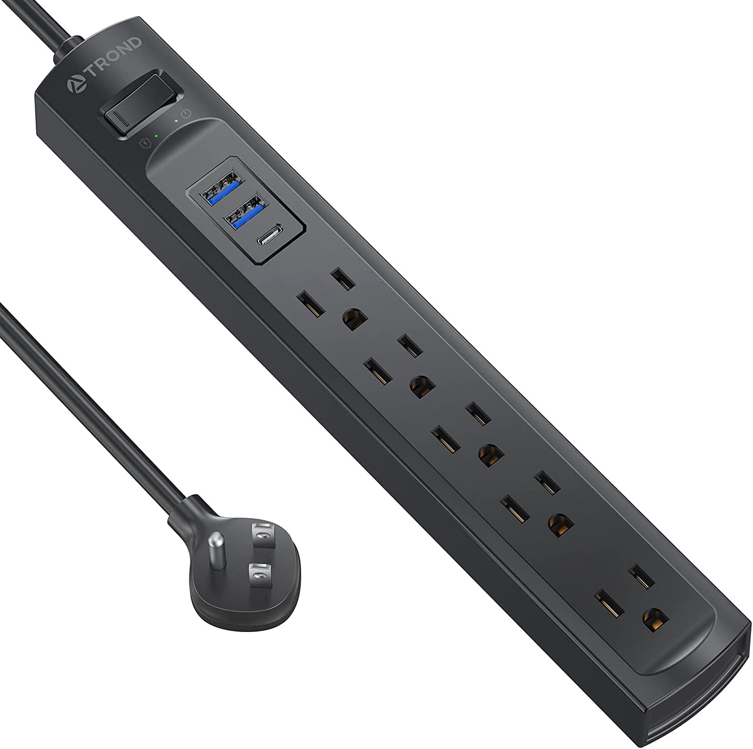 TROND Surge Protector Power Strip with USB C, 6ft Long Extension Cord