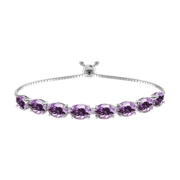 Sterling Silver with Natural Amethyst Bolo Bracelet