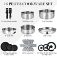 thumbnail image 2 of ROYDX Pots and Pans Set, 16 Piece Stainless Steel Kitchen Removable Handle Cookware Set, Frying Saucepans with Lid, Stay-Cool Handles for All Stoves, Dishwasher and Oven Safe, Camping, 2 of 8