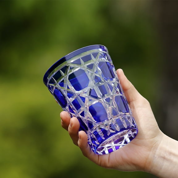 Colored Edo Kiriko Handmade Glasses High Quality Hand Cut To Clear Crystal Drinkware Whiskey Cup Wine Glass 1PC Black