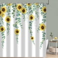 thumbnail image 4 of Eucalyptus Sunflower Shower Curtain Sage Green Spring Watercolor Leaves Farmhouse Leaf Plant Bathroom Curtains Waterproof Fabric Bathtub Curtains Set with Hooks 72"x84", 4 of 6